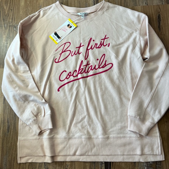 Wildfox M Women’s Sweater But First Cocktails NWT Peach Whip - Picture 1 of 5